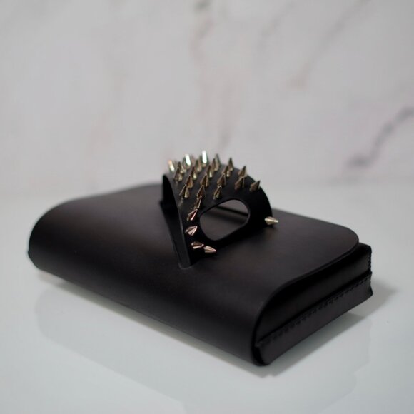 Wearable Clutch with Spike Studded detail - Italian Vachetta Leather - Picture 5 of 15